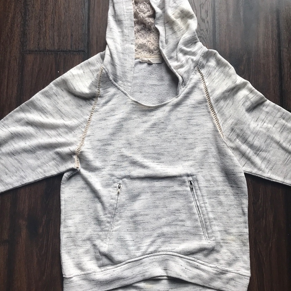 white hoodie/sweater.